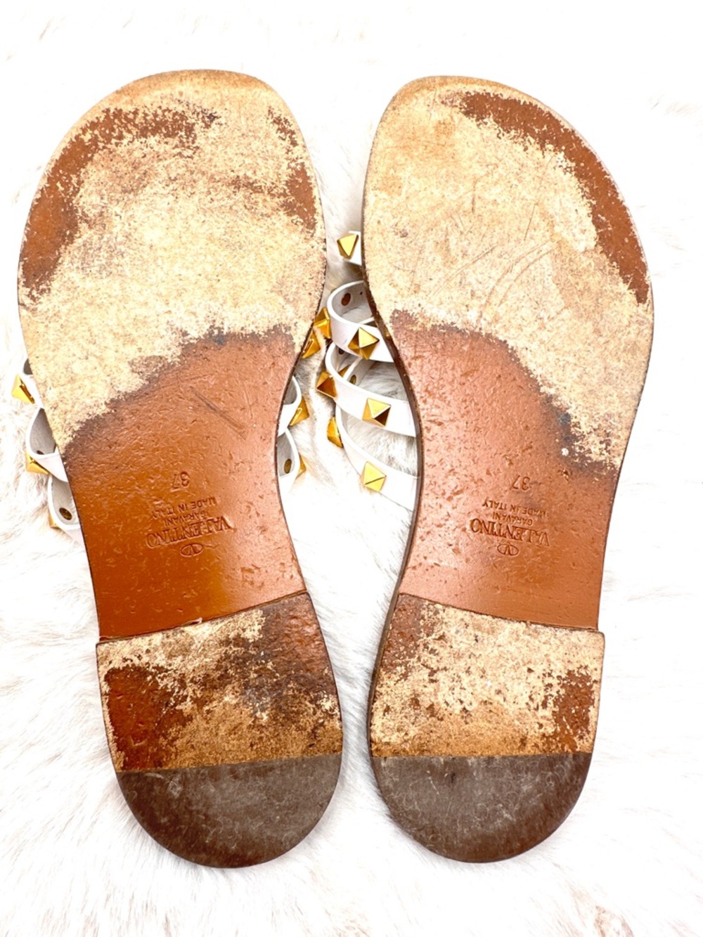 Valentino Garavani Rockstud Flair Cage Thong Sandals Size 37 US 7 Studded Slides - Picture 11 of 13